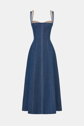 Abeje Corset Denim Midi Dress