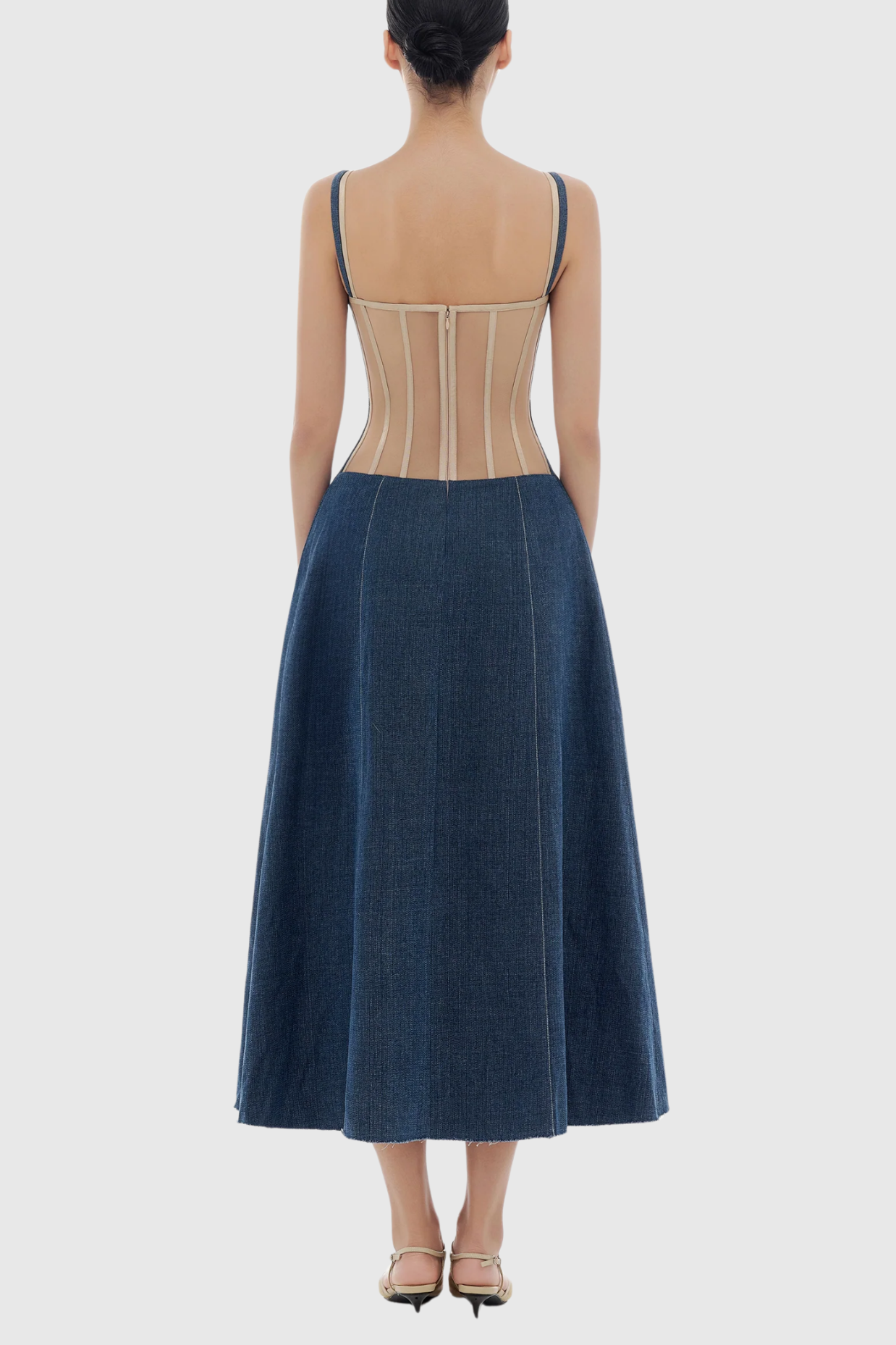 Abeje Corset Denim Midi Dress