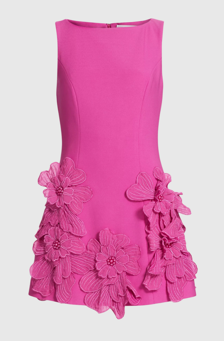 Adalgisa Floral Appliqué Mini Dress - Pink - Stellouette