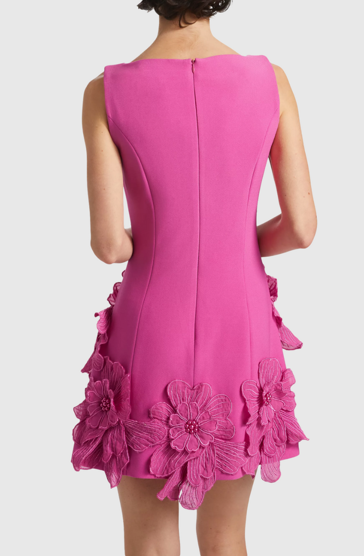 Adalgisa Floral Appliqué Mini Dress - Pink - Stellouette