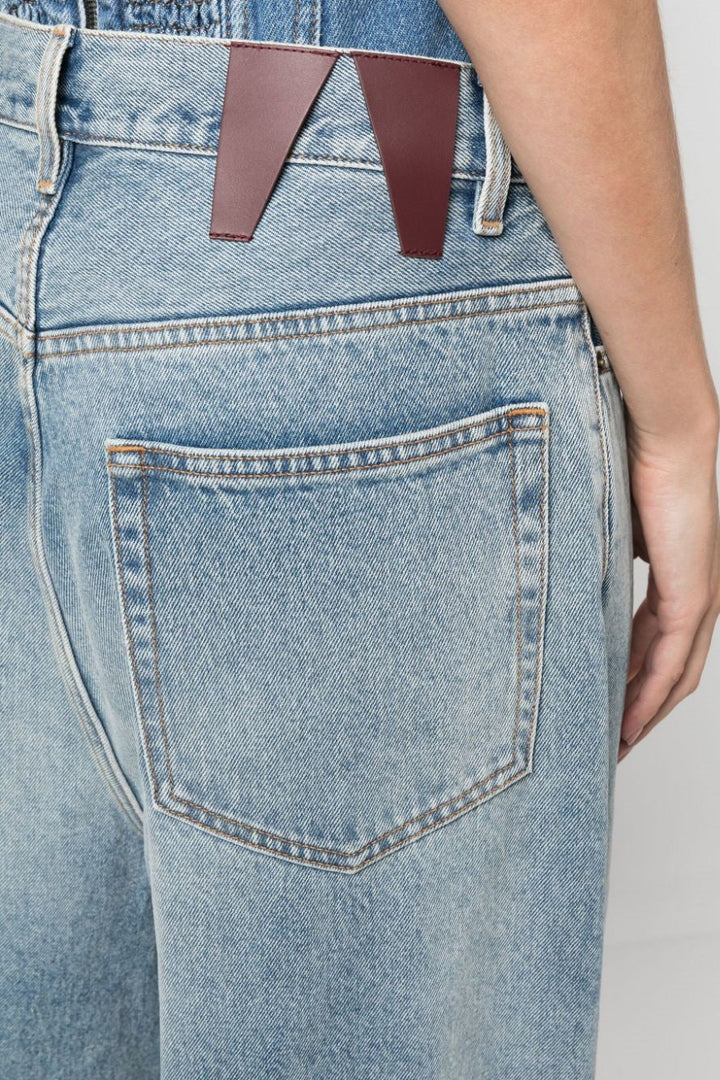 Adelia Crystal Mesh Patchwork Jeans - Blue - Stellouette