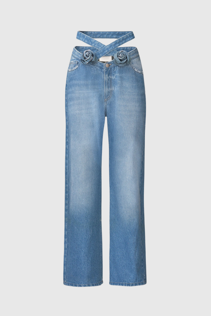 Adrienne Floral Cross Jeans Set - Stellouette