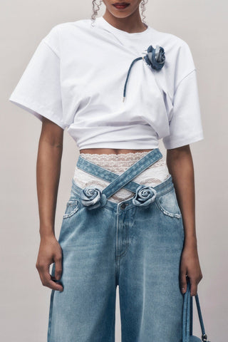 Adrienne Floral Cross Jeans Set