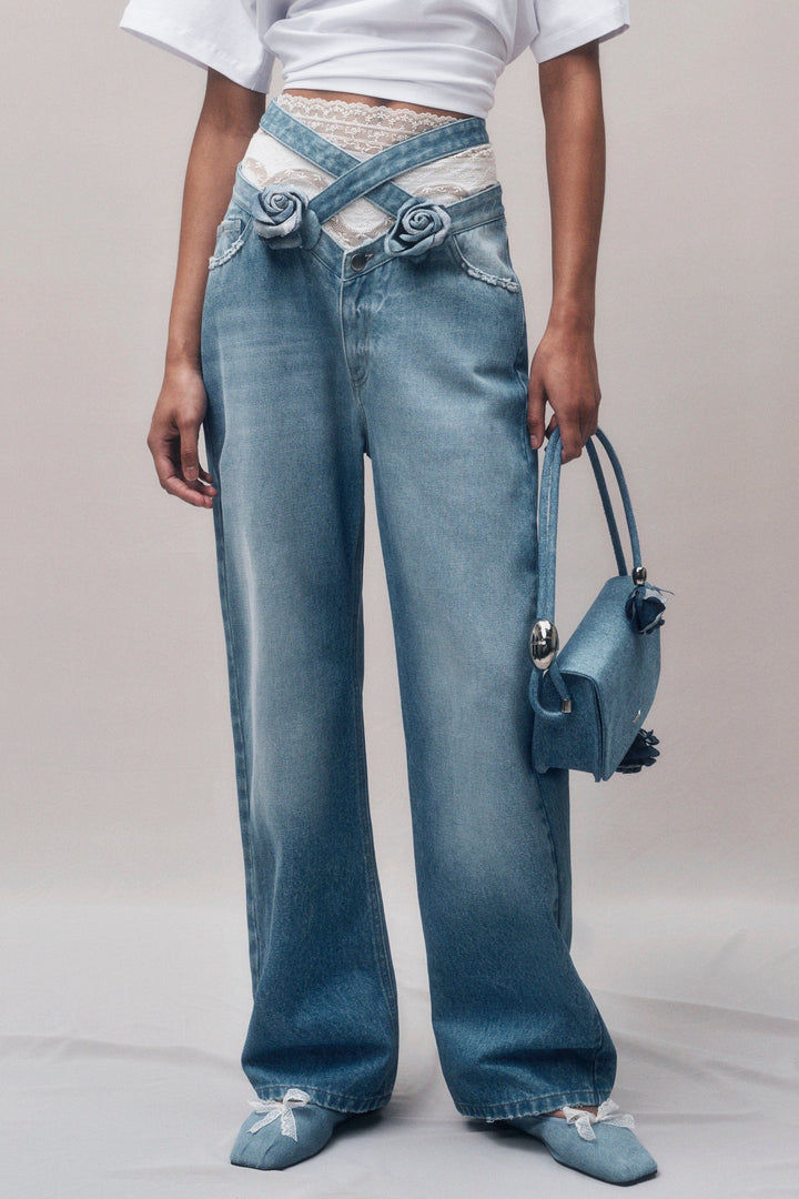 Adrienne Floral Cross Jeans Set - Stellouette