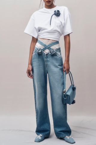 Adrienne Floral Cross Jeans Set