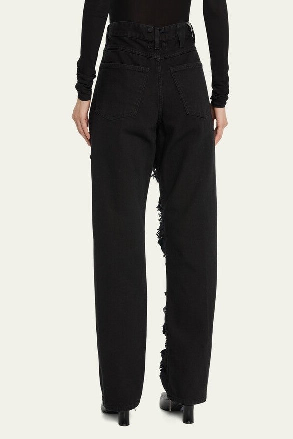 Ainsley Crystal Mesh Straight-Leg Jeans - Stellouette