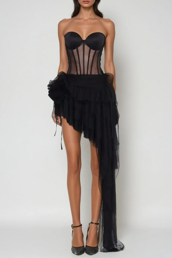 Apollo Mesh Corset Asymmetric Two Piece Set