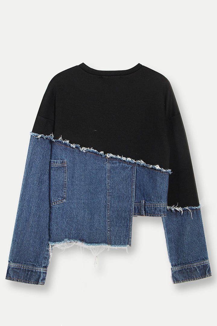Aracela Asymmetric Patchwork Denim Top - Stellouette