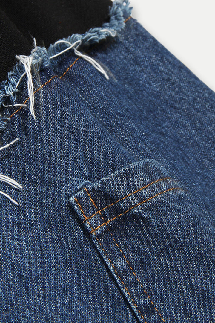 Aracela Asymmetric Patchwork Denim Top - Stellouette