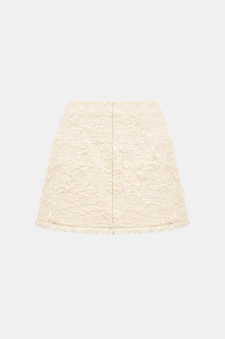 Arife Off Shoulder Bow Crystal Embellished Blazer Two Piece Set - Beige