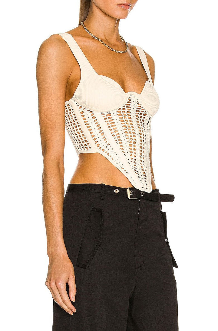 Arlette Crochet Corset Top - Black - Stellouette