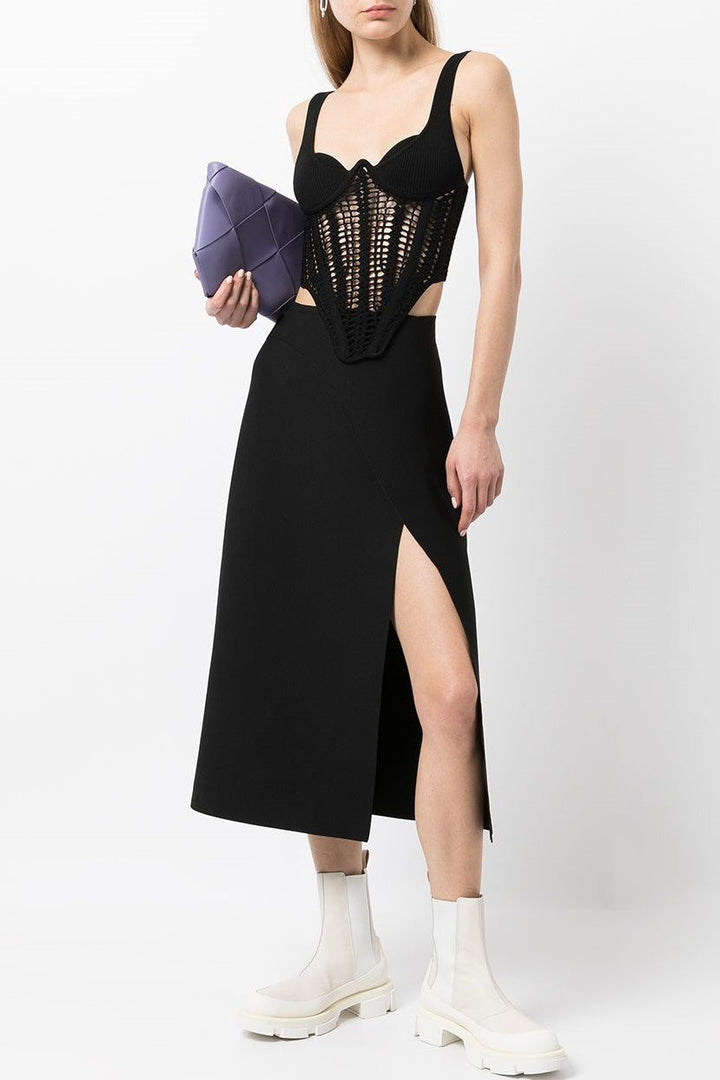 Arlette Crochet Corset Top - Black - Stellouette