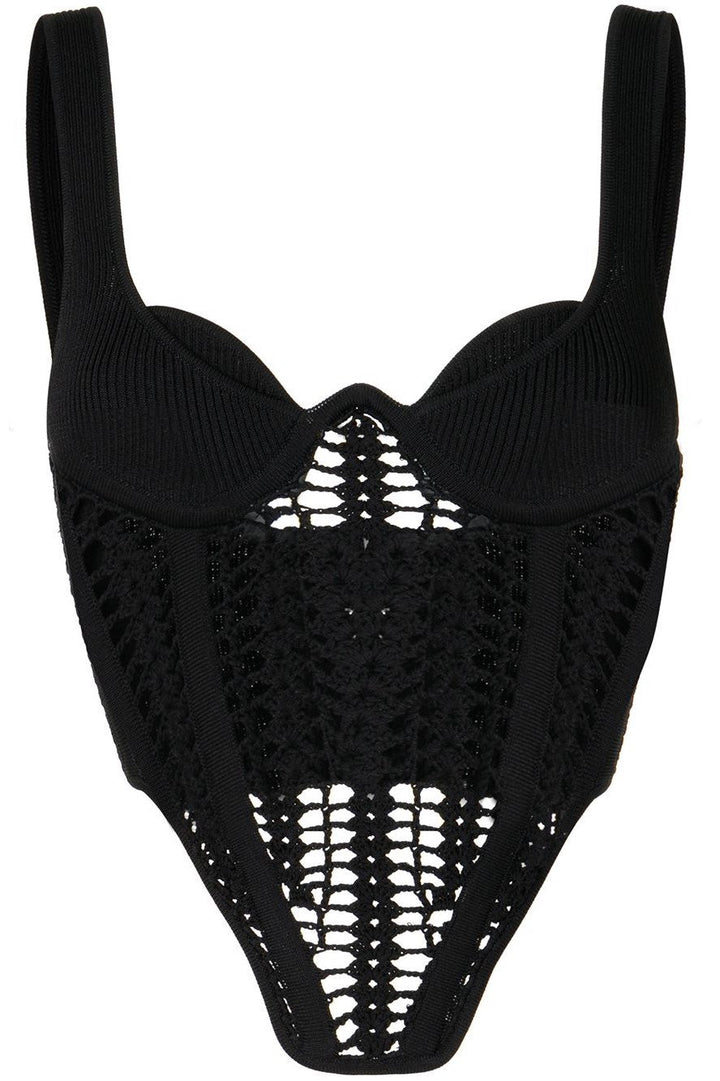 Arlette Crochet Corset Top - Black - Stellouette