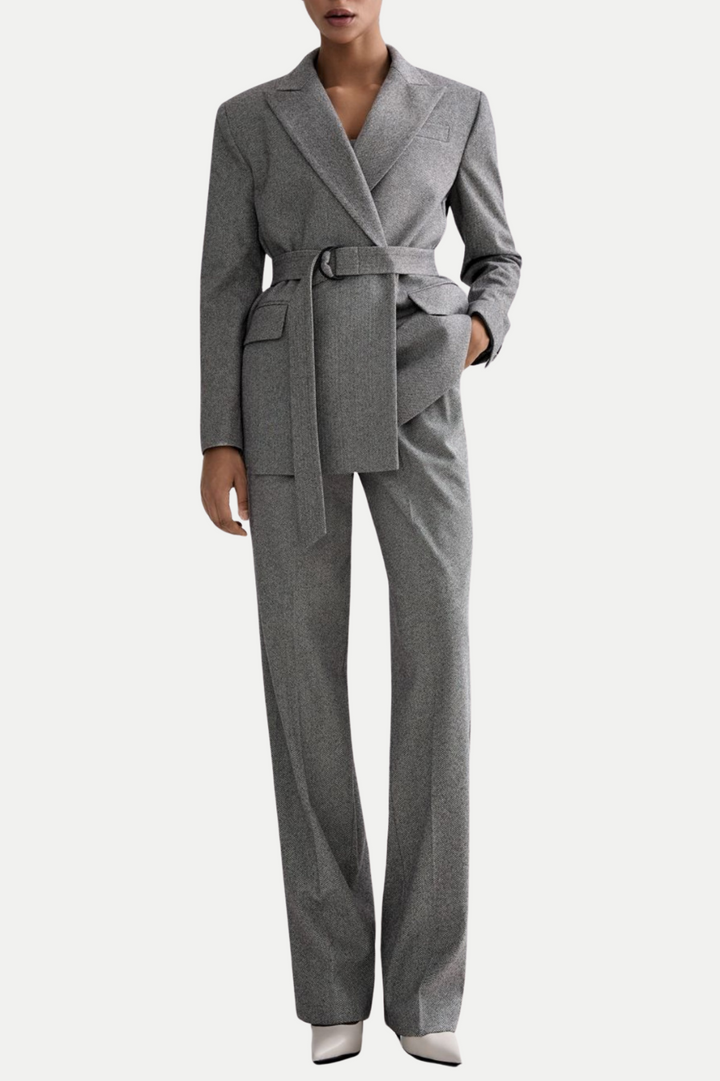 Armenb Lapel Strapless Three Piece Set - Grey - Stellouette