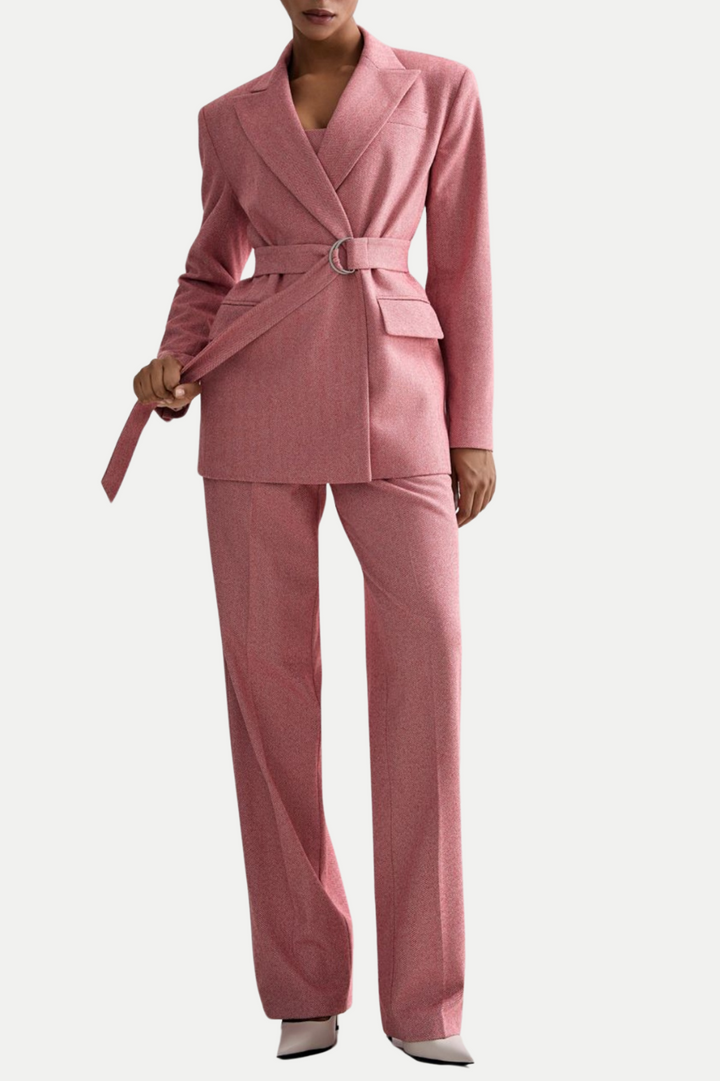 Armenb Lapel Strapless Three Piece Set - Pink - Stellouette