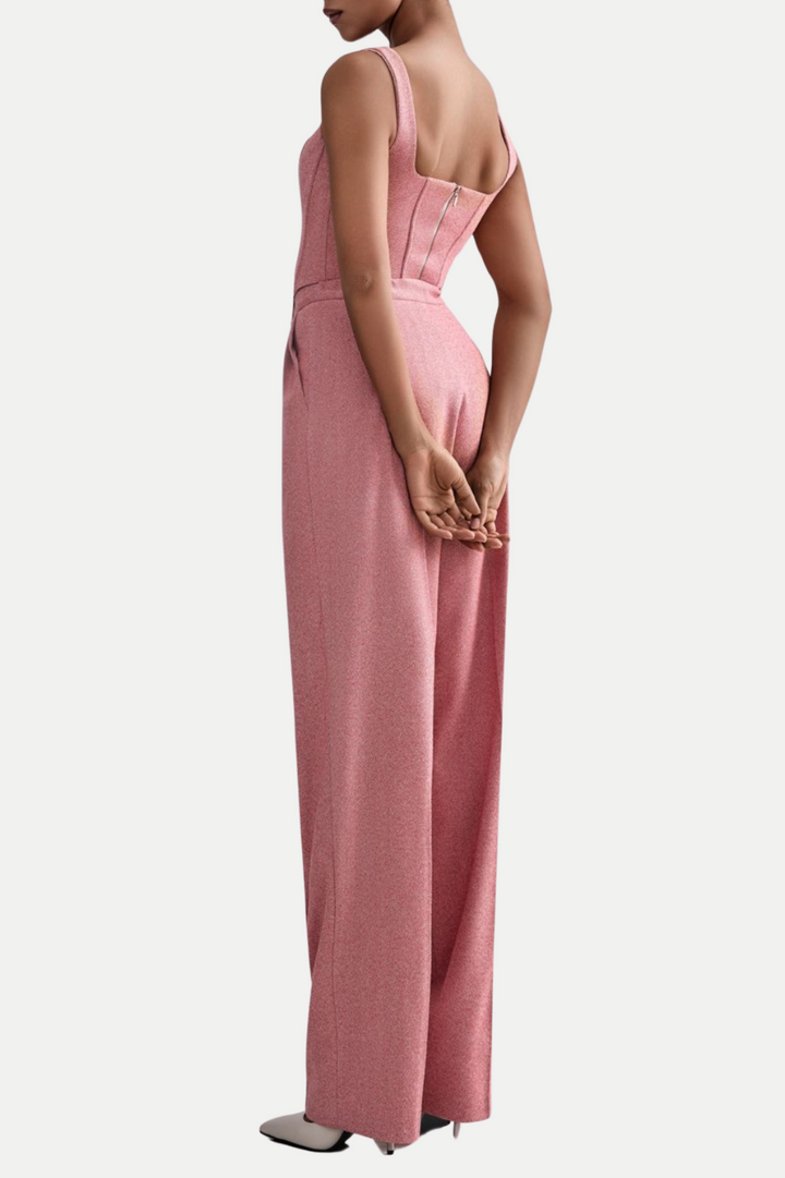 Armenb Lapel Strapless Three Piece Set - Pink - Stellouette
