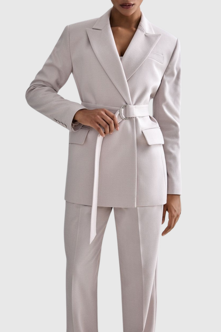 Armenb Lapel Strapless Three Piece Set - Beige - Stellouette