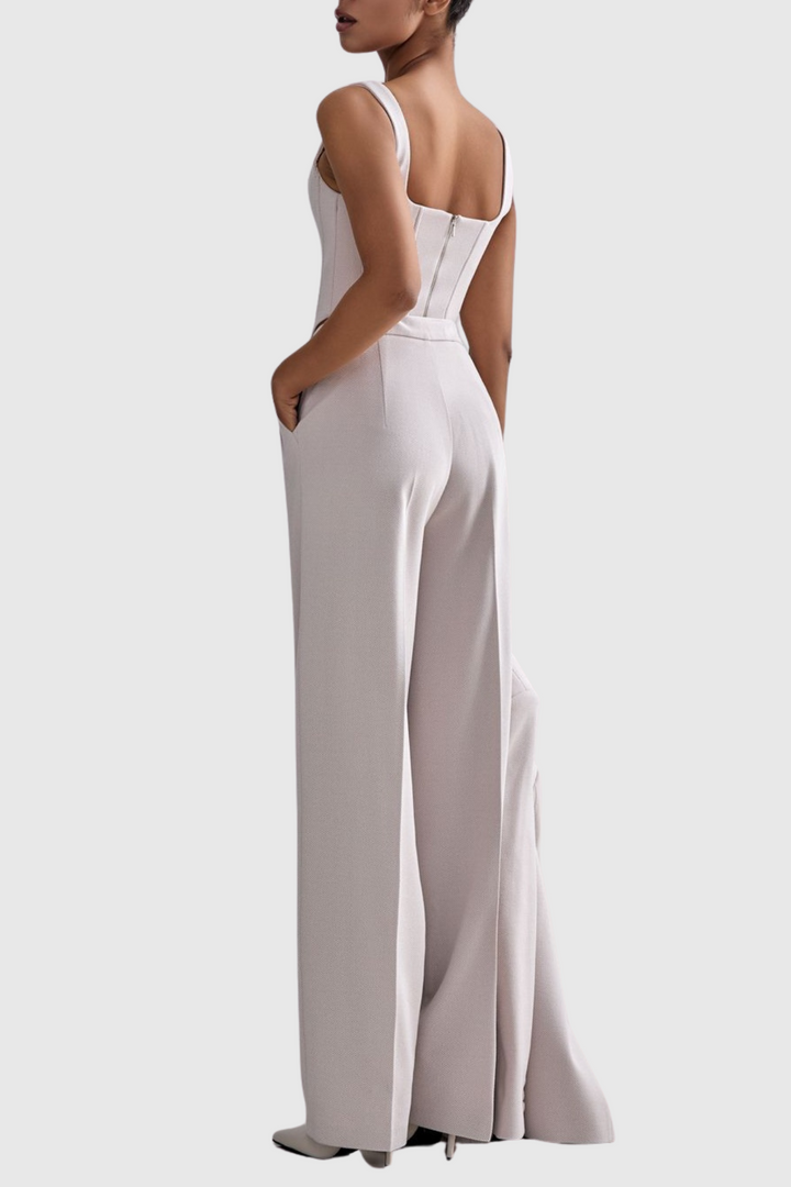 Armenb Lapel Strapless Three Piece Set - Beige - Stellouette