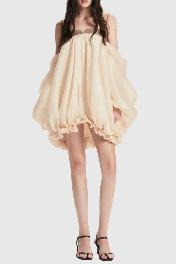 Attica Off Shoulder Ruched Puff Mini Dress