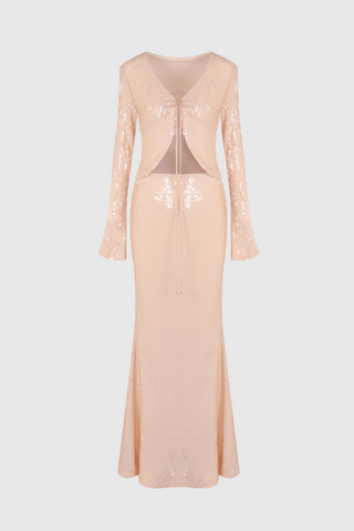 Aubelin Sequin Two Piece Set - Nude