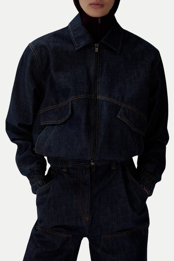 Austyan Denim Bomber Jacket - Stellouette