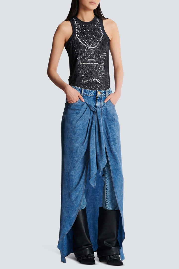 Austyn Jeans With Draped Skirt - Stellouette