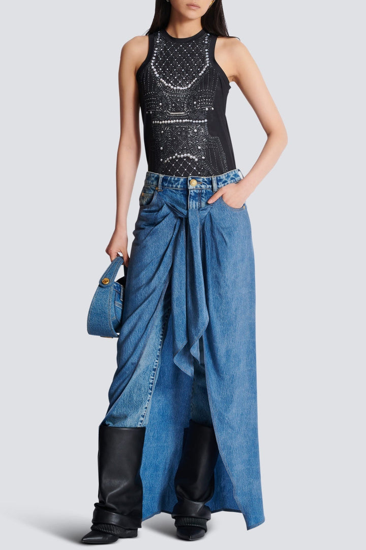Austyn Jeans With Draped Skirt - Stellouette