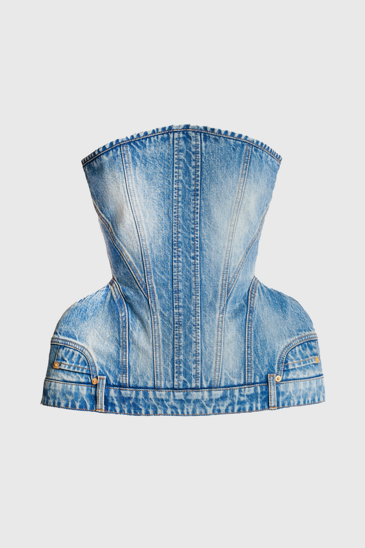 Austyn Structured Denim Bustier - Stellouette