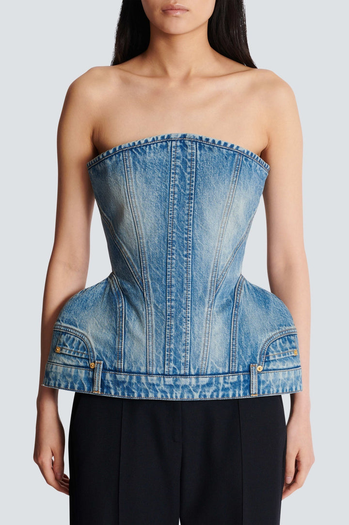 Austyn Structured Denim Bustier - Stellouette