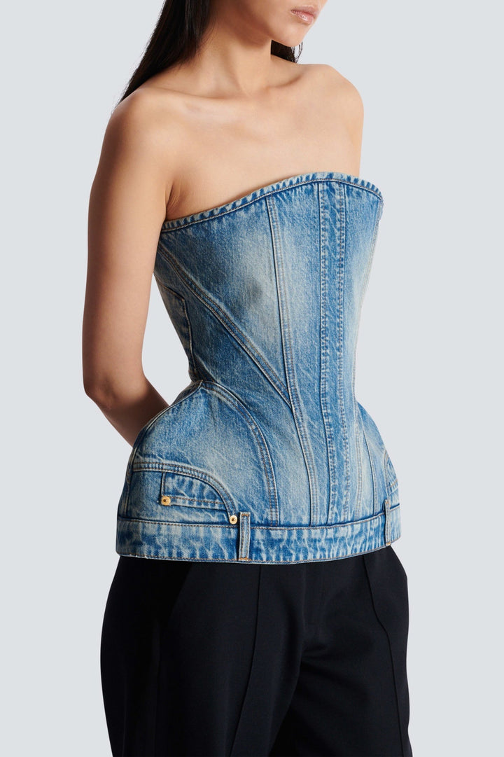 Austyn Structured Denim Bustier - Stellouette