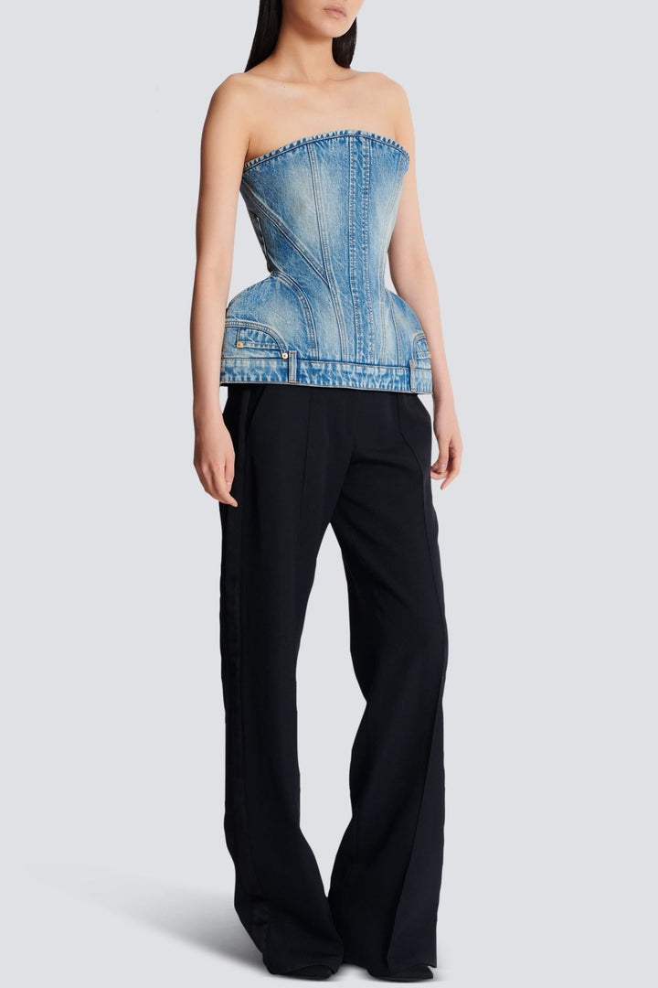 Austyn Structured Denim Bustier - Stellouette