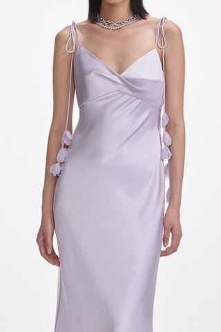 Bahari Floral Ribbon Satin Maxi Dress