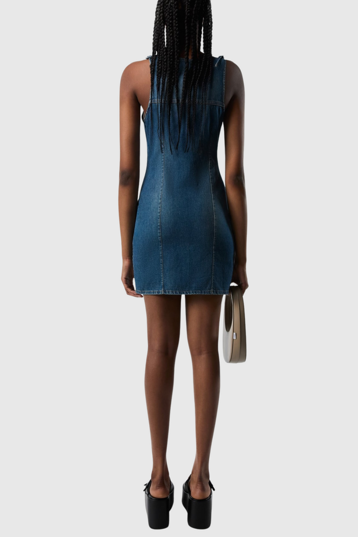 Balto Flower Asymmetric Denim Mini Dress - Stellouette