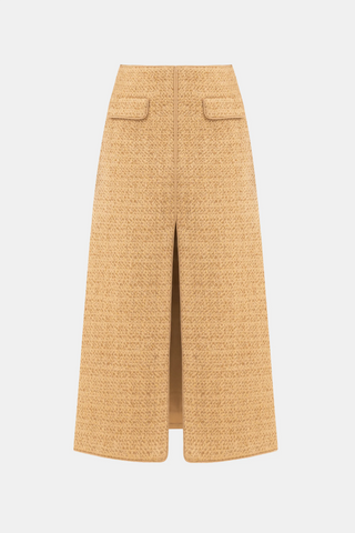 Bavat Tweed Blazer Two Piece Set - Gold