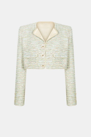 Bavat Tweed Blazer Two Piece Set - Mint
