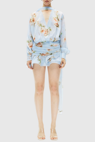 Bhakti Floral Chiffon Ruffle Mini Dress