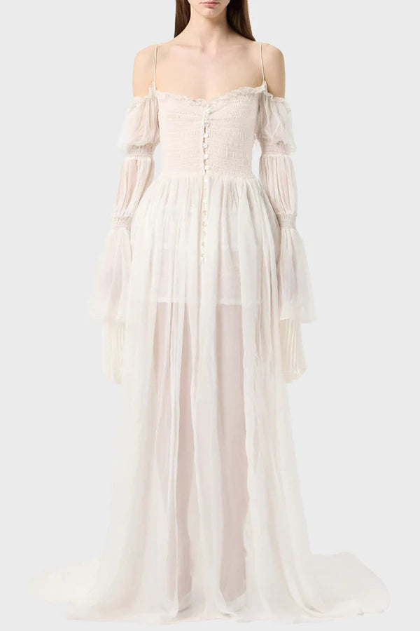 Biedo Off Shoulder Chiffon Maxi Dress