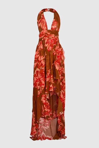 Blissa Floral Halter Print Maxi Dress