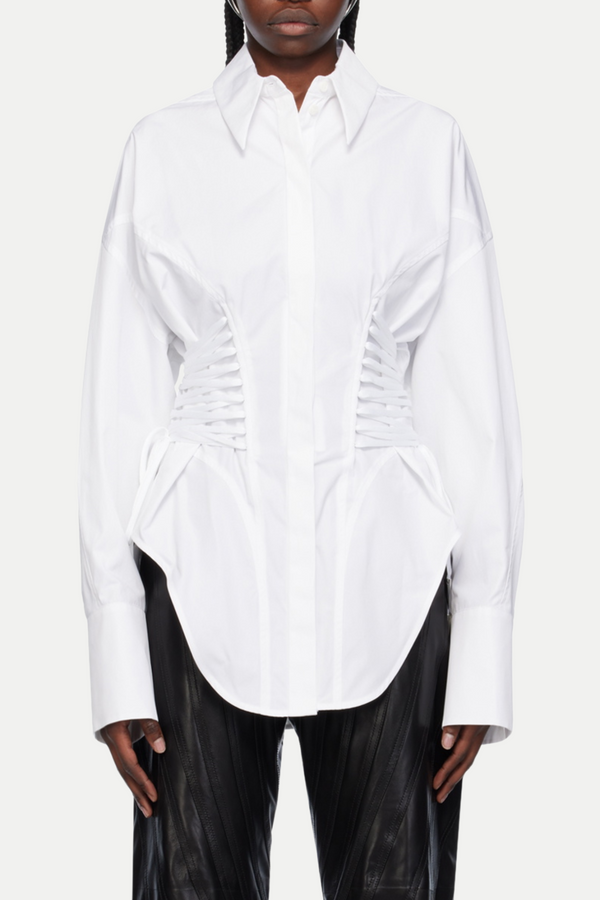 Braycha Ruch Drawstring Shirt - White - Stellouette