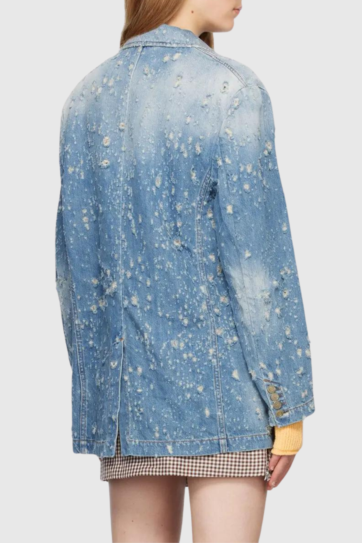Brenna Torn Lapel Denim Set - Stellouette