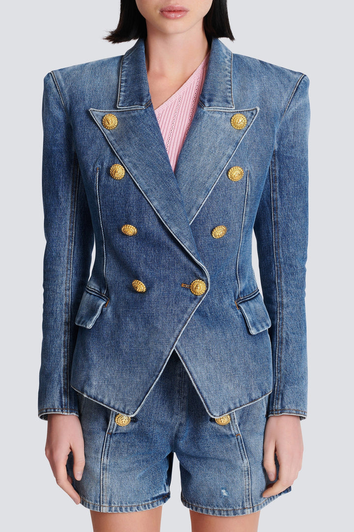 Brittia Button Denim Skirt Set - Stellouette