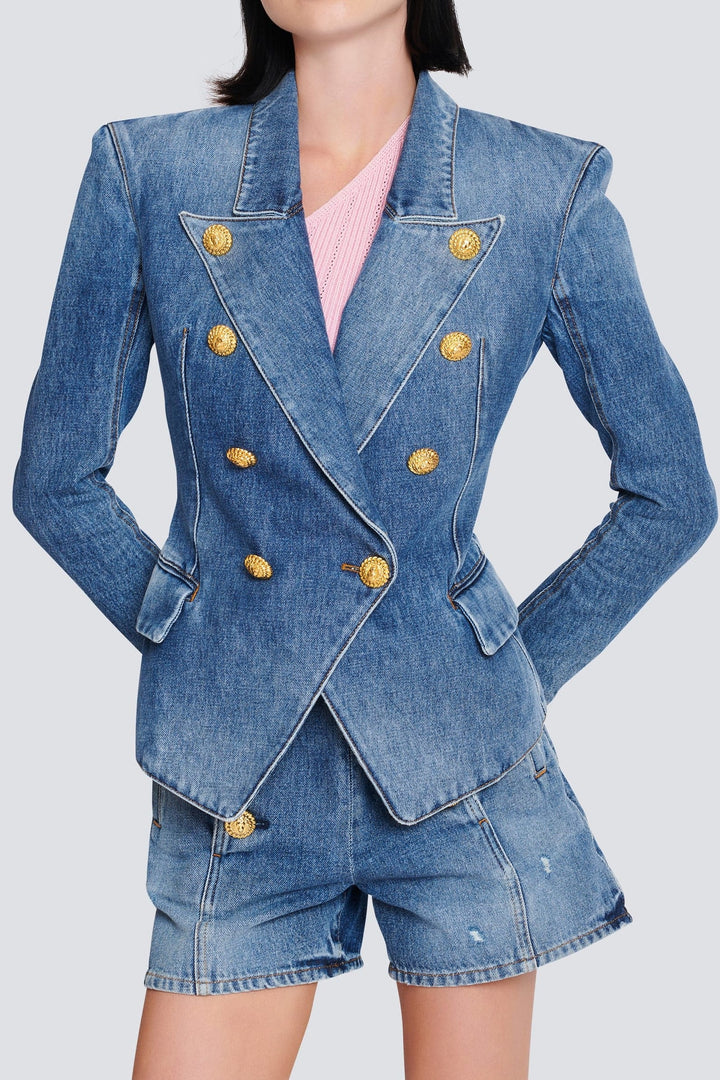 Brittia Button Denim Skirt Set - Stellouette