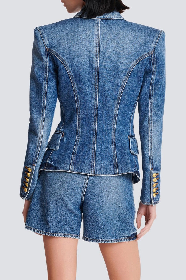 Brittia Button Denim Skirt Set - Stellouette