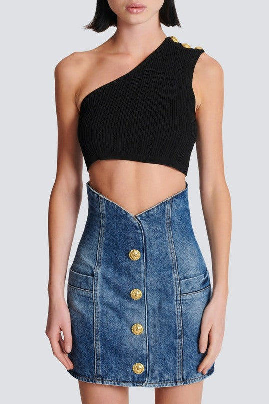 Brittia Button Denim Skirt - Stellouette
