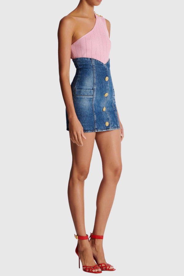 Brittia Button Denim Skirt - Stellouette