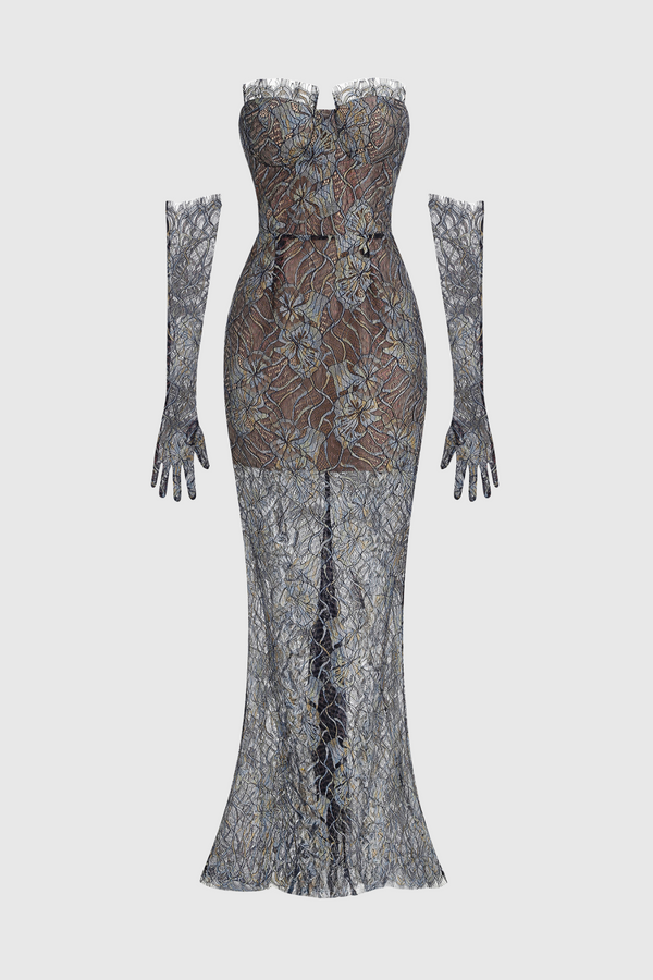 Burlita Strapless Lace Maxi Dress - Royal Blue