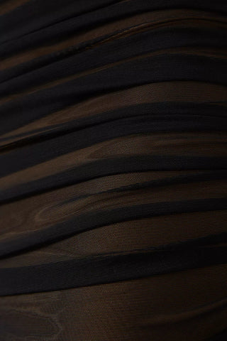 Cadhla Off Shoulder Ruched Mesh Maxi Dress