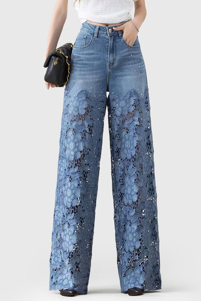 Camila Lace Patchwork Jeans - Stellouette