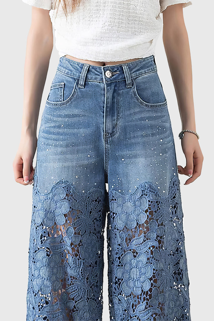 Camila Lace Patchwork Jeans - Stellouette
