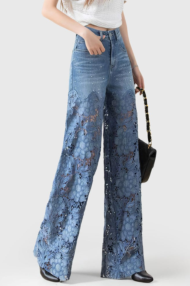 Camila Lace Patchwork Jeans - Stellouette